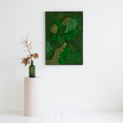 Mosbillede med varieret mosmix i gr�nne nuancer &ndash; akustisk og dekorativ l�sning